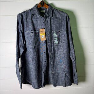 NWT Dockers Men’s Dark Denim Button Up Shirt Size M